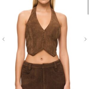 Brown Suede Halter Top